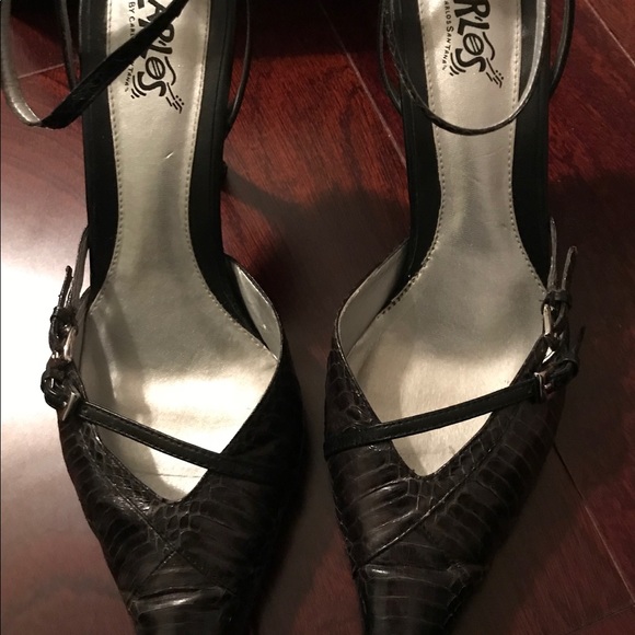 Carlos Santana sandal  pointy toe-black snake skin - Picture 6 of 6